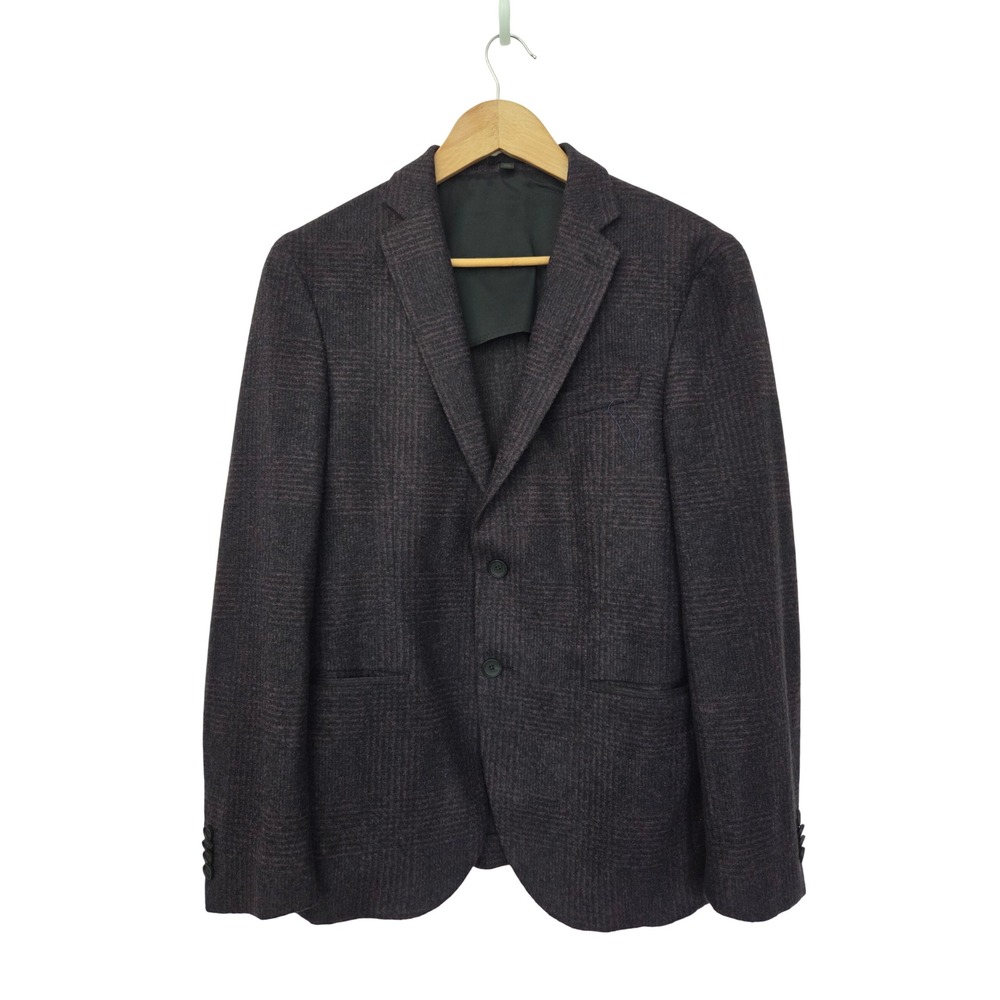 Hugo Boss Blazer Norwin4-J Slim Fit Plaid Men 38R Purple Black